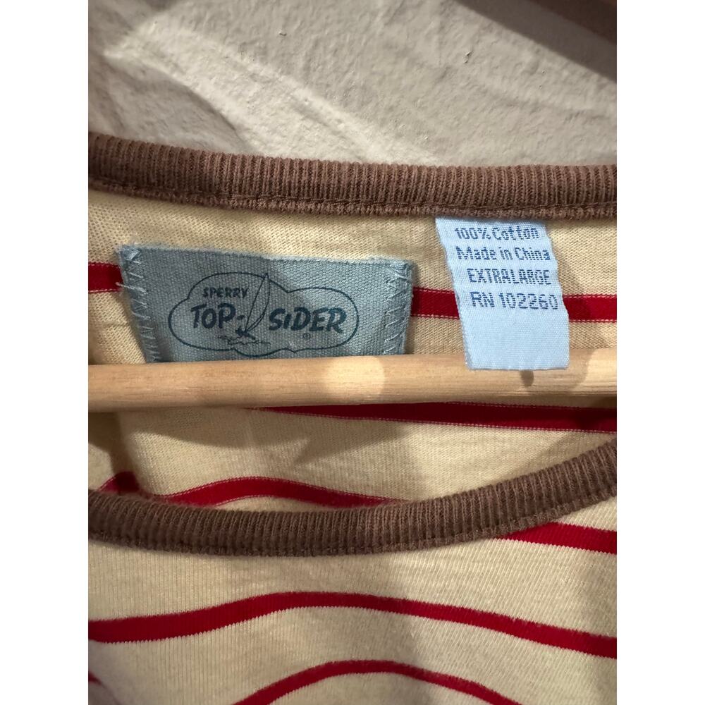Sperry Top-Sider Red Cream Stripe Boaters Shirt Size XL - Picture 4 of 4